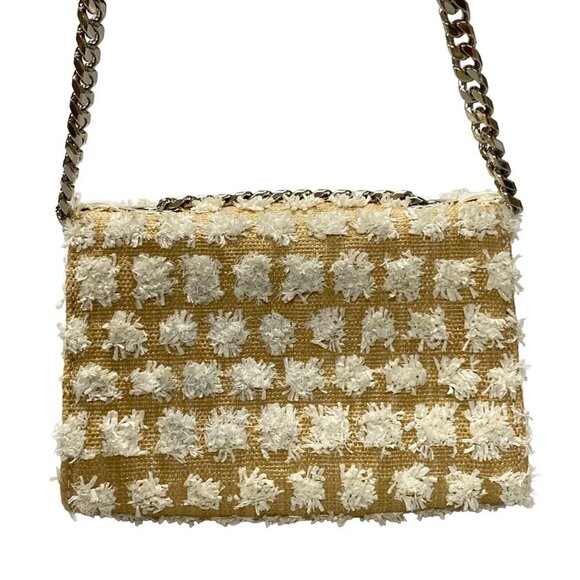 Auth JIMMY CHOO Lever Beige White Straw Leather Shoulder Bag - Picture 3 of 11